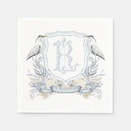 Guardanapo De Papel Blue Heron Specialty Monogram Crest
