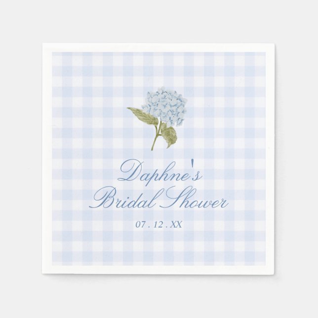 Guardanapo De Papel Blue Hydrangea Bridal Shower (Frente)
