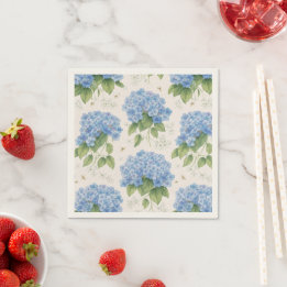 Guardanapo De Papel Blue Hydrangea Cocktail Napkins | Elegant Coastal 
