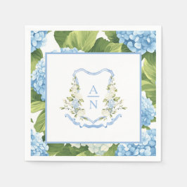 Guardanapo De Papel Blue Hydrangea Crest Monogram