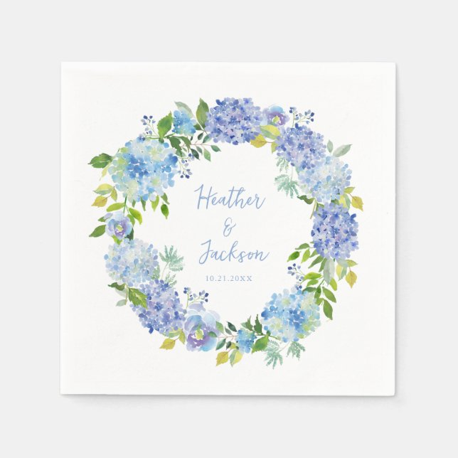 Guardanapo De Papel Blue Hydrangea Floral Wedkin (Frente)