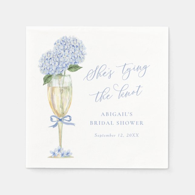 Guardanapo De Papel Blue Hydrangea Tying the Knot Personalized (Frente)