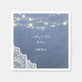 Guardanapo De Papel Blue Jean, Lace, String Lights