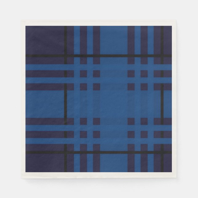 Guardanapo De Papel Blue Jewel Plaid Tartan Paper Napkin (Frente)