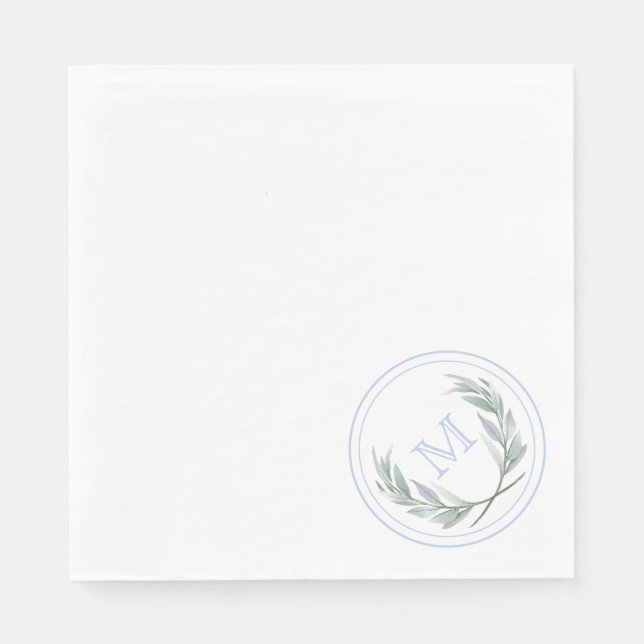 Guardanapo De Papel Blue Laurel Crest Paper Napkins (Frente)