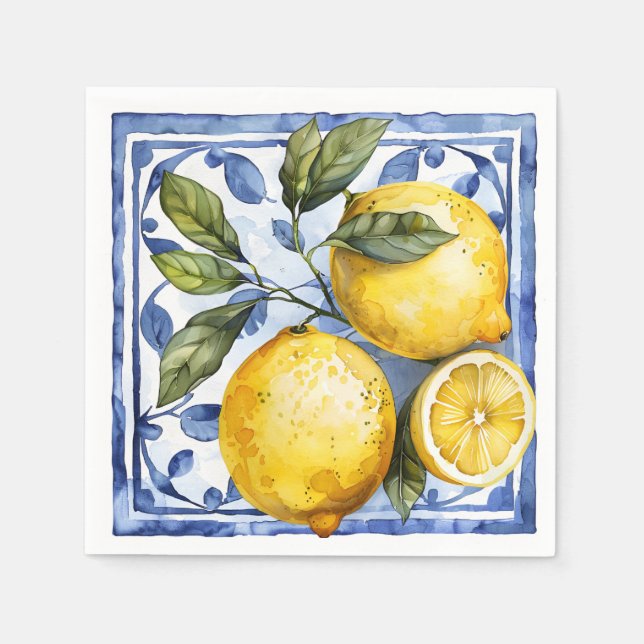 Guardanapo De Papel Blue Lemon Citrus Summer (Frente)