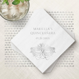 Guardanapo De Papel Blue Masquerade Mask Elegant Quinceanera