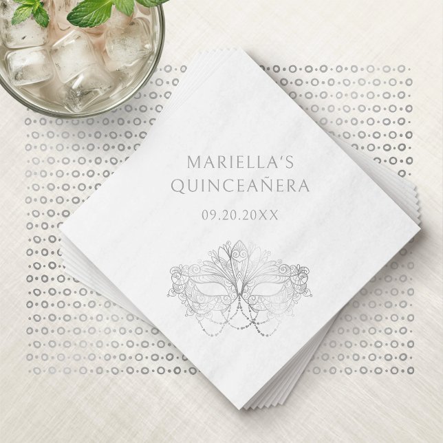 Guardanapo De Papel Blue Masquerade Mask Elegant Quinceanera (Criador carregado)
