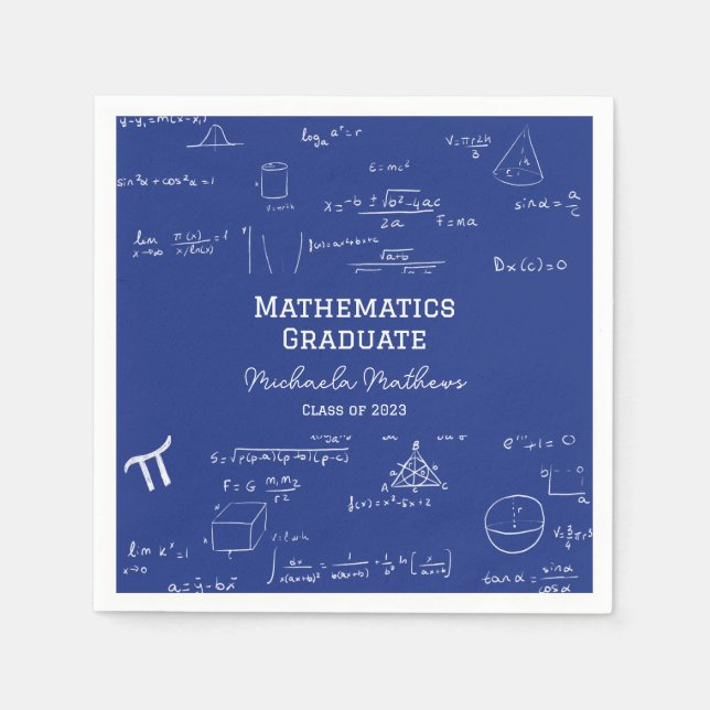 Guardanapo De Papel Blue Mathematics Graduate Class of Graduation (Frente)