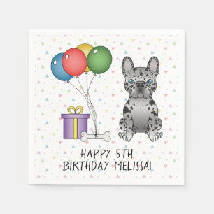 Guardanapo De Papel Blue Merle French Buldogue Cartoon Dog Aniversário