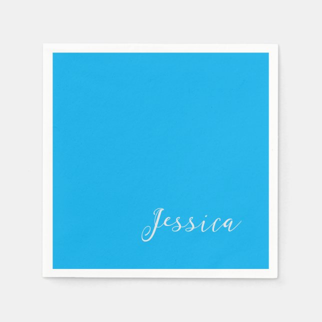 Guardanapo De Papel Blue Modern Elegant Plain Simple Professional Name (Frente)