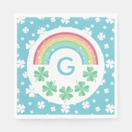 Guardanapo De Papel Blue Monograma Clover & Rainbow Boy Lucky One