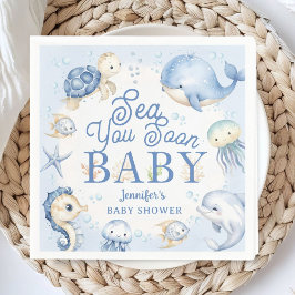 Guardanapo De Papel Blue Ocean Baby Shower Boy Sea You Soon Paper