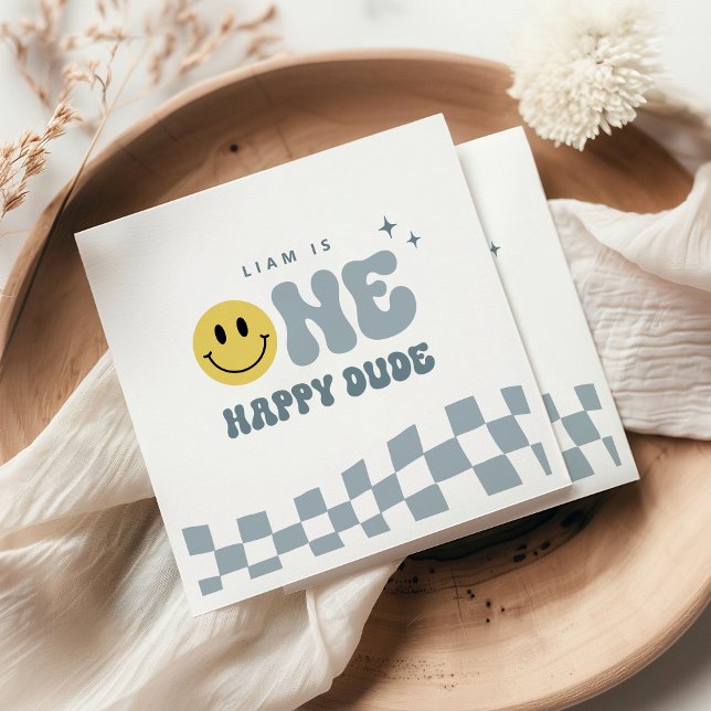 Guardanapo De Papel Blue ONE Happy Dude Festa de aniversário Napkins (Criador carregado)