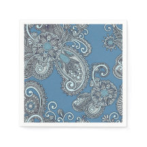 Blue Paisley Cocktail Napkins