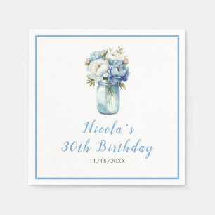 Guardanapo De Papel Blue Peonies Mason Jar Birthday