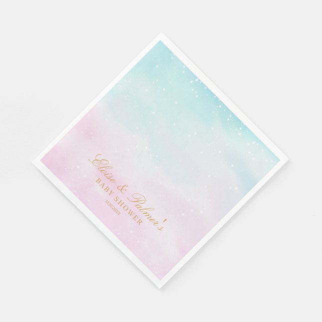 Guardanapo De Papel Blue Pink Ombre Gender Reveal Baby Shower Welcome (Quina)