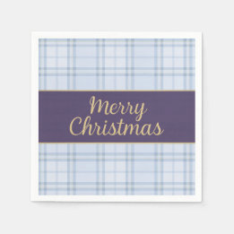 Guardanapo De Papel Blue Plaid Christmas Napkins • Merry Christmas • P