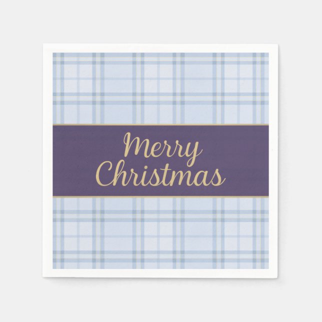 Guardanapo De Papel Blue Plaid Christmas Napkins • Merry Christmas • P (Frente)