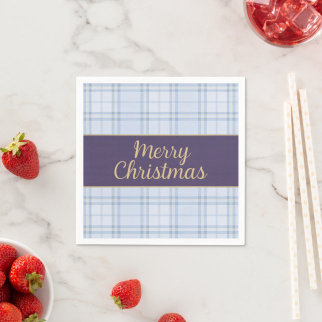 Guardanapo De Papel Blue Plaid Christmas Napkins • Merry Christmas • P (Insitu)