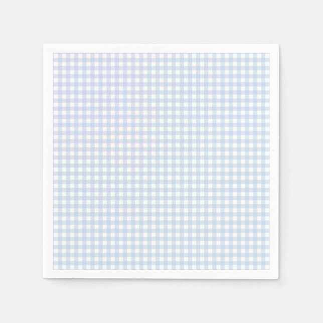 Guardanapo De Papel Blue Plaid Gingham Baby Shower (Frente)