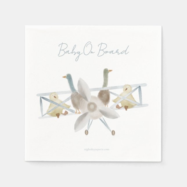Guardanapo De Papel Blue Plane Baby Shower Napkins (Frente)