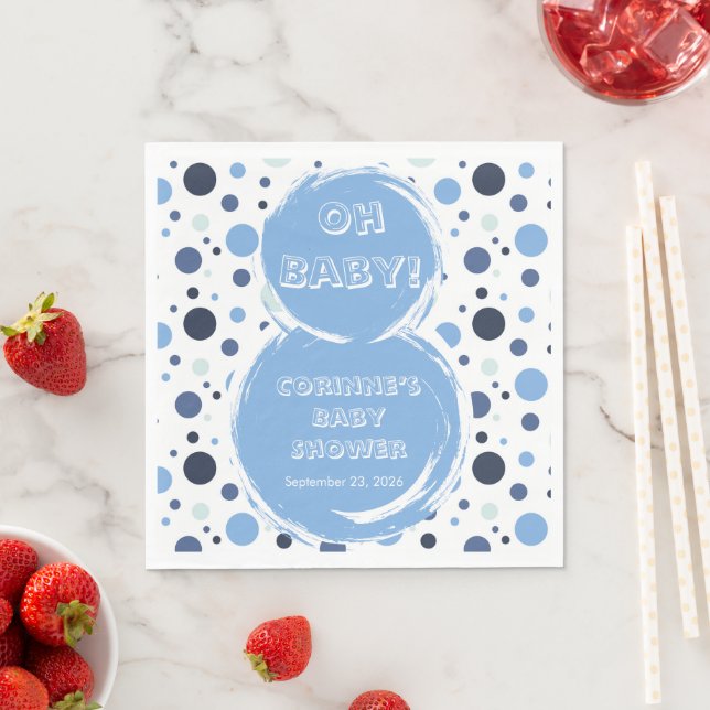 Guardanapo De Papel Blue polka dot baby shower Paper Napkin (Insitu)