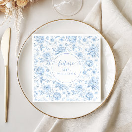 Guardanapo De Papel Blue Porcelain Floral Future Mrs Bridal Shower