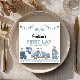 Guardanapo De Papel Blue Race Car First Lap Around the Track Birthday