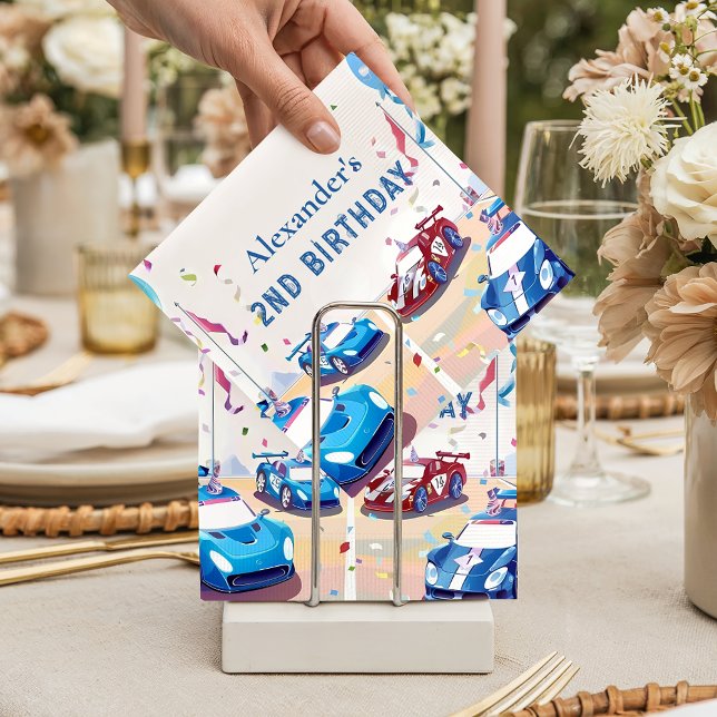 Guardanapo De Papel Blue Race Car Two Fast Birthday (Criador carregado)