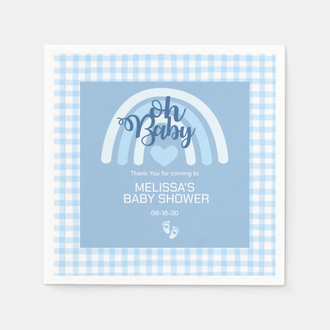 Guardanapo De Papel Blue Rainbow Baby Shower (Frente)