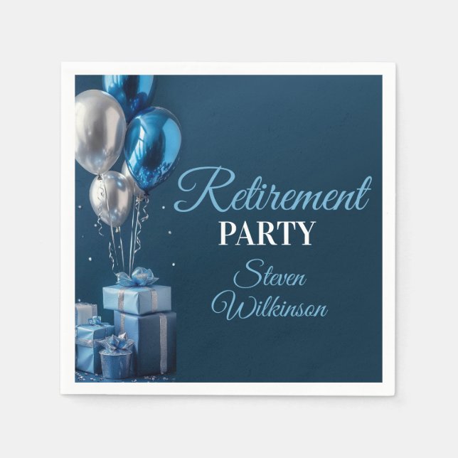 Guardanapo De Papel Blue Retirement Party Balloon Gifts (Frente)
