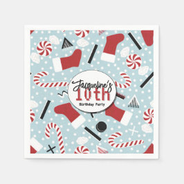 Guardanapo De Papel Blue Retro Christmas Peppermint Birthday
