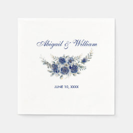 Guardanapo De Papel Blue Romantic Floral Botanical Wedding Napkins