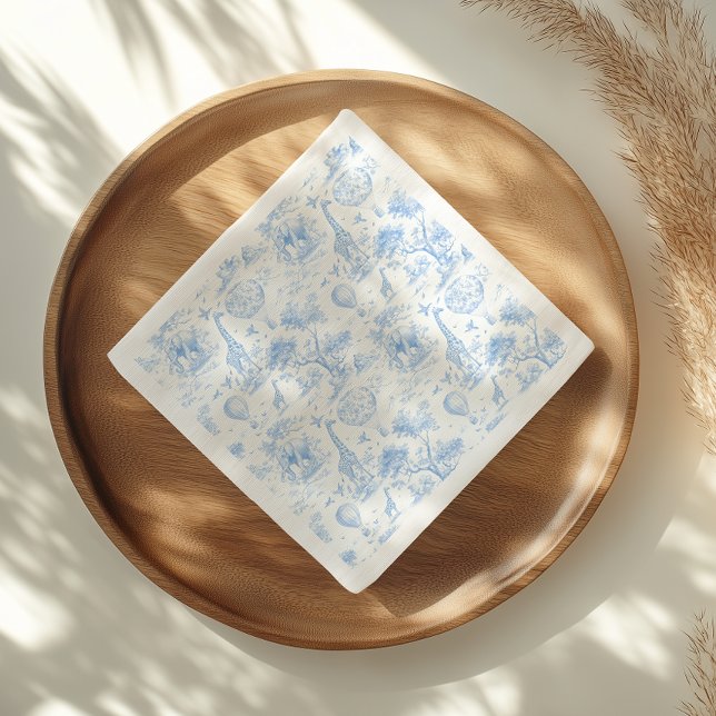 Guardanapo De Papel Blue Safari Toile De Jouy Boy Baby Shower (Criador carregado)