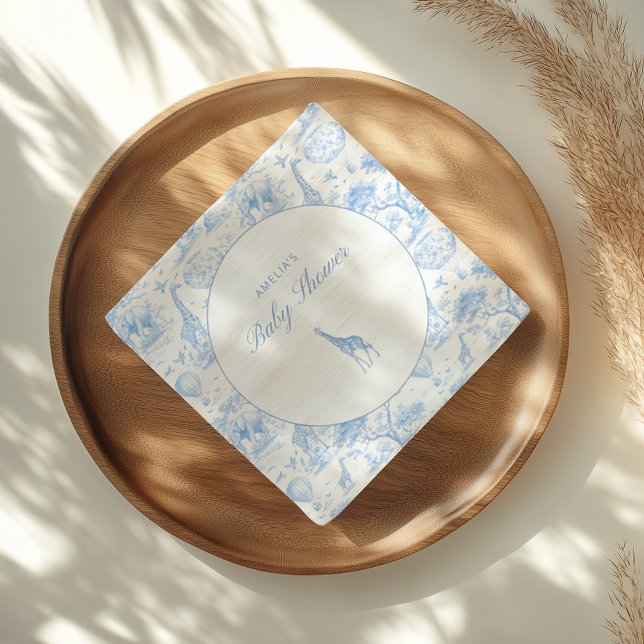 Guardanapo De Papel Blue Safari Toile De Jouy Boy Baby Shower (Criador carregado)