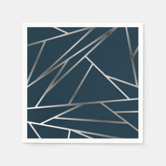 Guardanapo De Papel Blue Silver Modern Geométrico