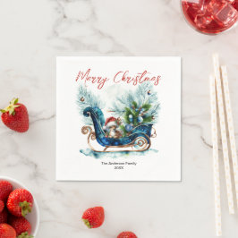 Guardanapo De Papel Blue Sled Baby Reindet Natal