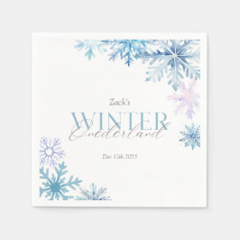 Guardanapo De Papel Blue Snowflake Winter Wonderland First Birthday