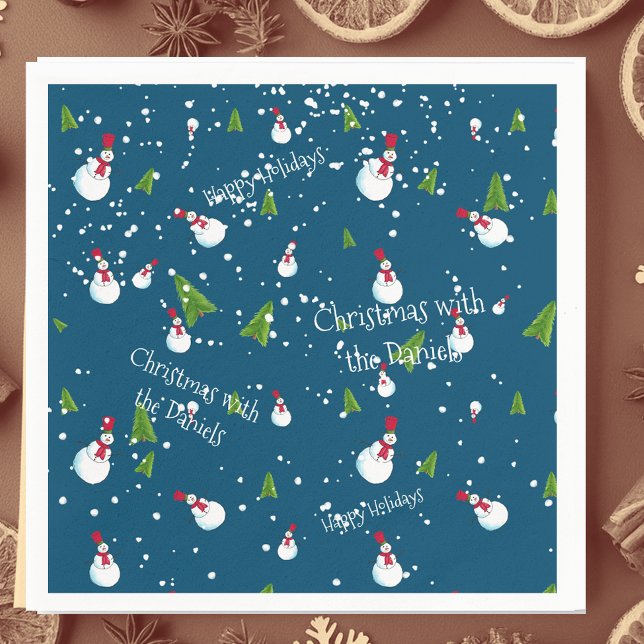 Guardanapo De Papel Blue Snowman Christmas personalizado (Criador carregado)