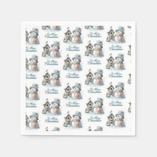 Guardanapo De Papel Blue Snowman Napkin