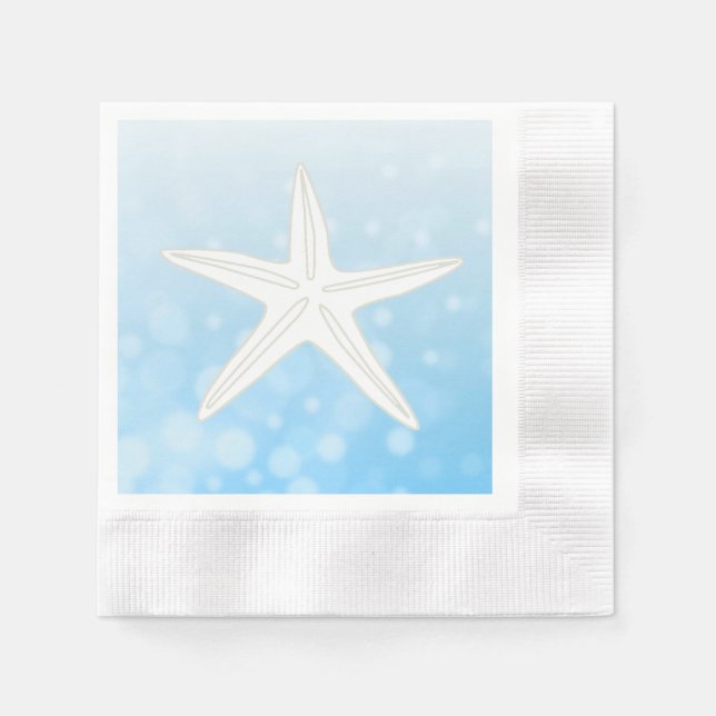 Guardanapo De Papel Blue Starfish Beach Themed Wedkins (Frente)