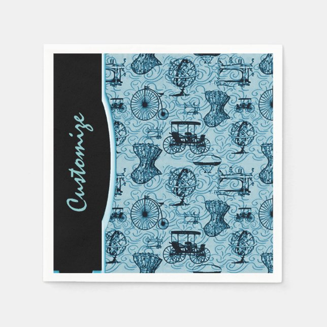 Guardanapo De Papel Blue Steampunk Pattern Napkins (Frente)