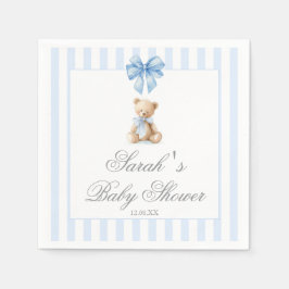 Guardanapo De Papel Blue Stripes Bear Baby Shower