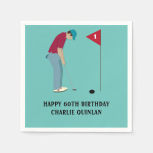 Guardanapo De Papel Blue Teal Golfer Themed Napkins