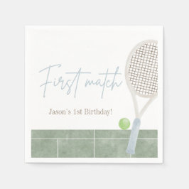 Guardanapo De Papel Blue Tennis First Birthday Boy Preppy Classic 
