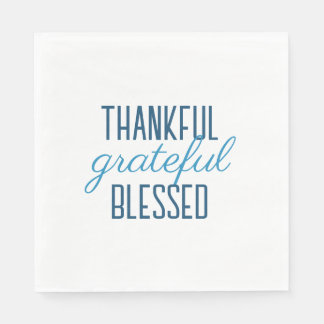 Guardanapo De Papel Blue Thankful Grateful Blessed