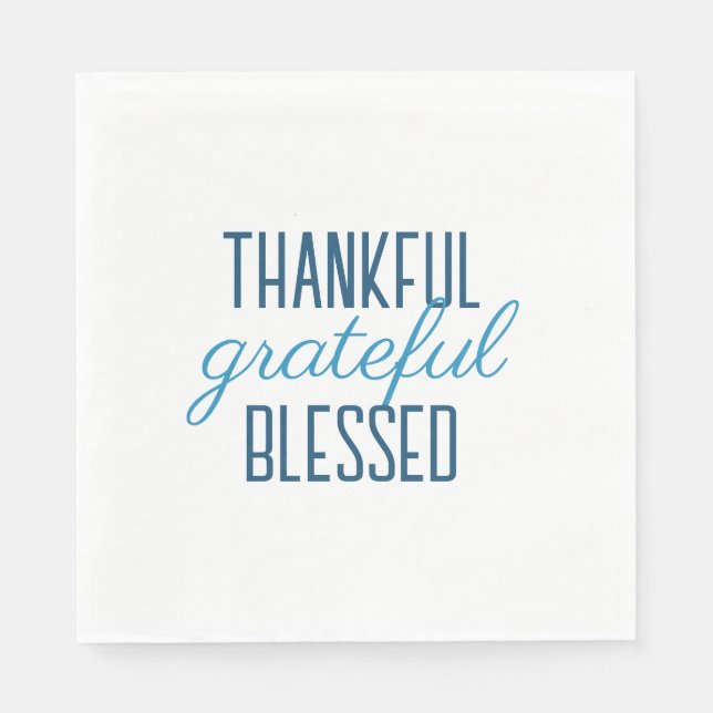 Guardanapo De Papel Blue Thankful Grateful Blessed (Frente)