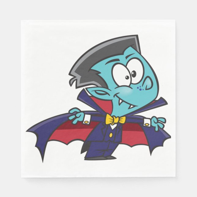 Guardanapo De Papel Blue Vampire Boy with Cape Cute Dracula (Frente)