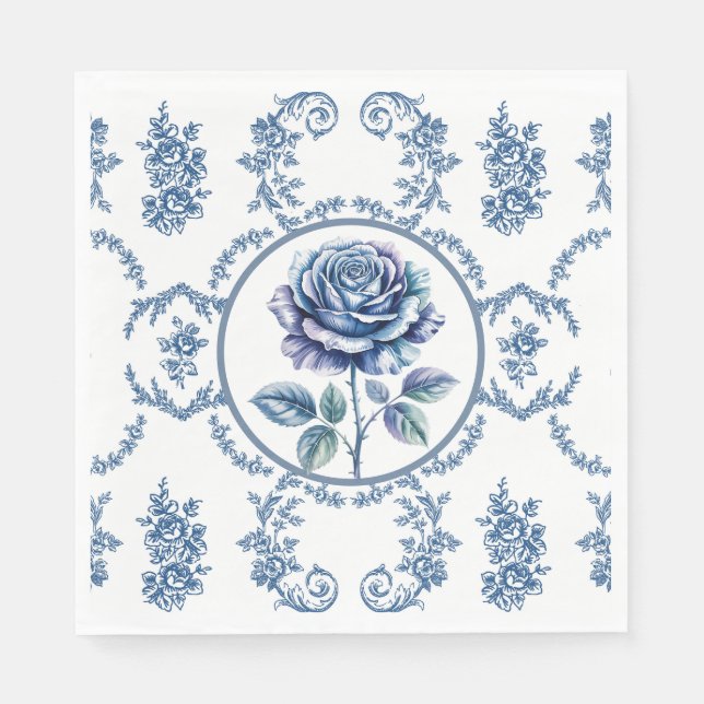 Guardanapo De Papel Blue Vintage Rose (Frente)